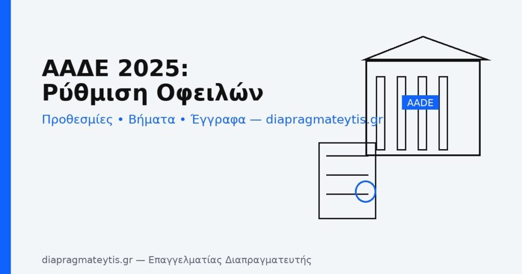 ΑΑΔΕ 2025: ρύθμιση οφειλών – προθεσμίες, βήματα και έγγραφα ΑΑΔΕ 2025: ρύθμιση οφειλών – προθεσμίες, βήματα και έγγραφα
